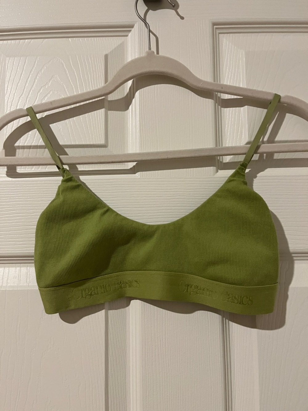 Organic Basics Olive Ribbed Bralette